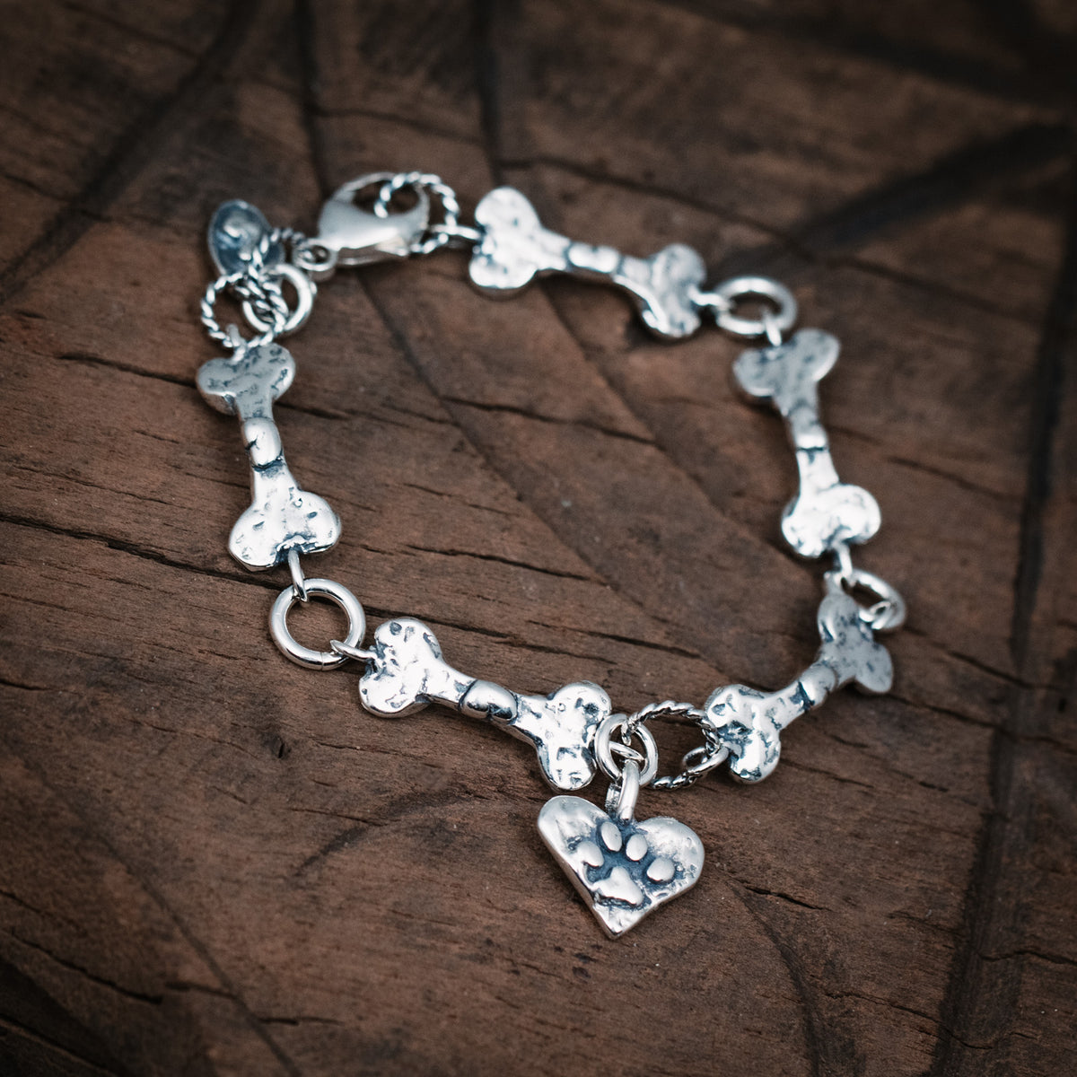 silver dog bone bracelet