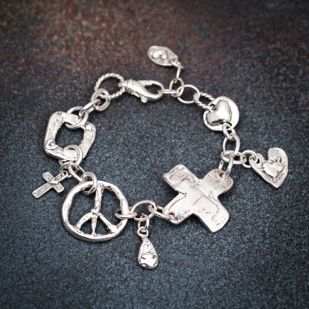 Bracelet Brésilien Avec Médaille Peace & Love En Or 18 Carats 750 - Modèle S101