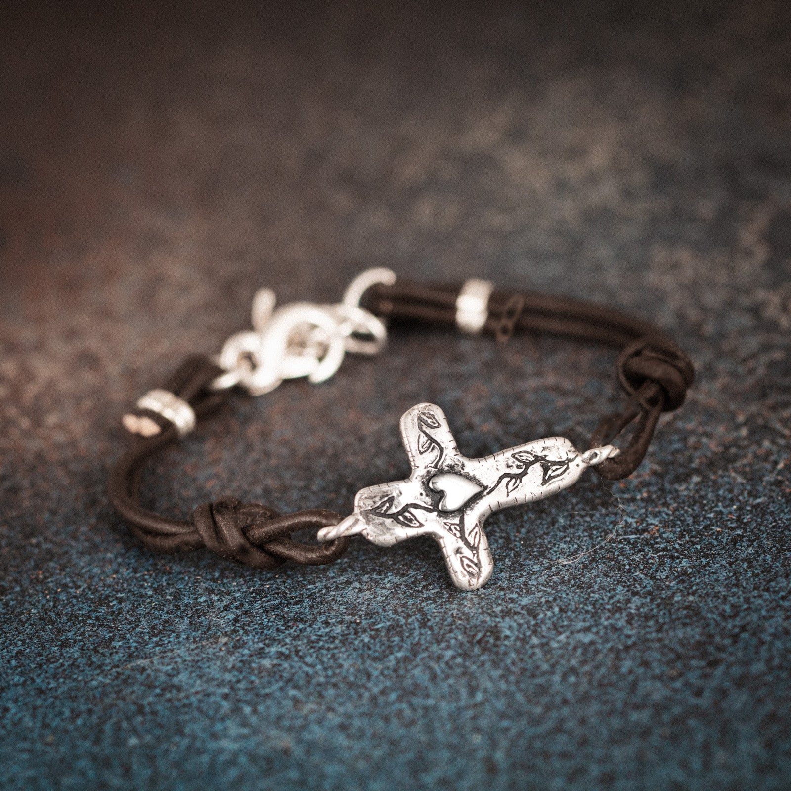 leather cross bracelet
