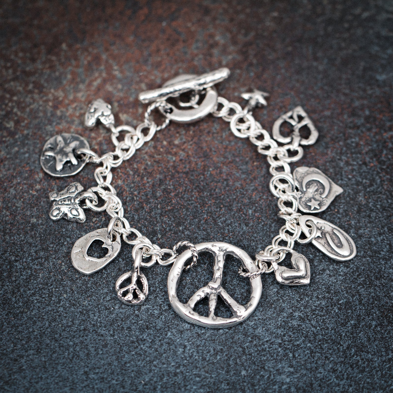 peace sign charm bracelet