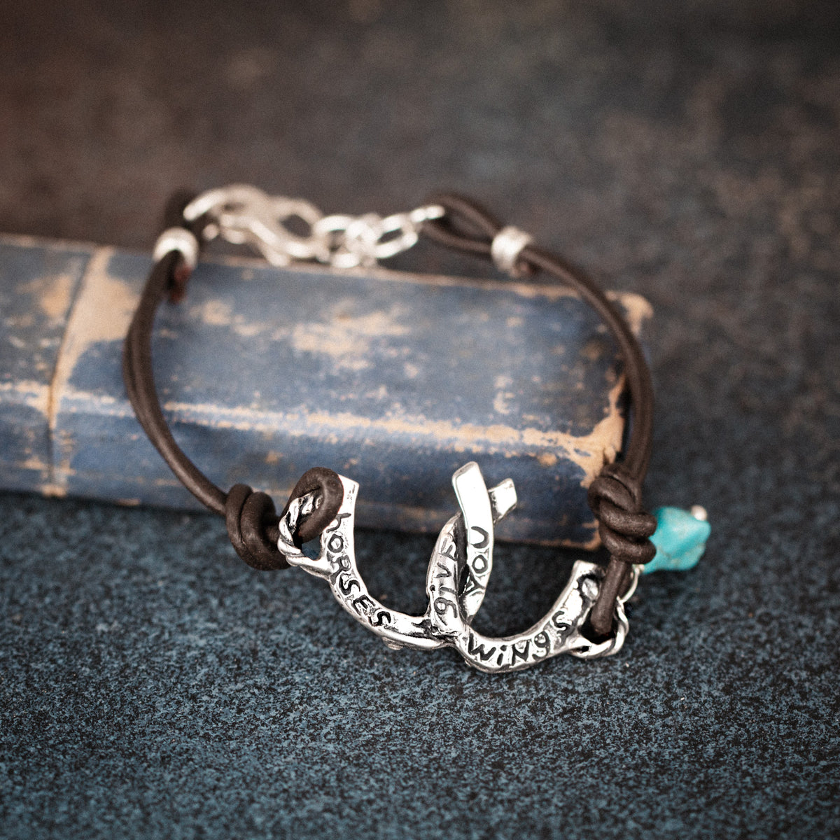leather bracelet with horseshoes