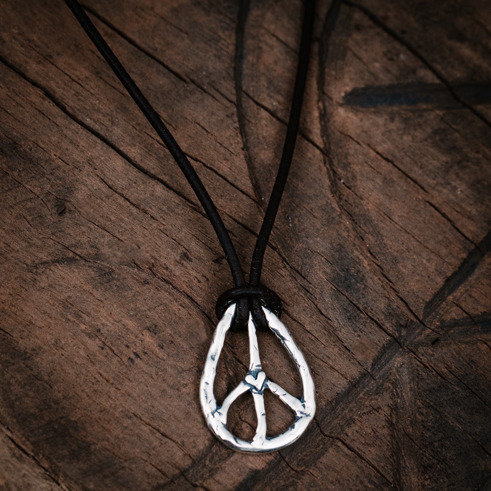 peace sign leather necklace