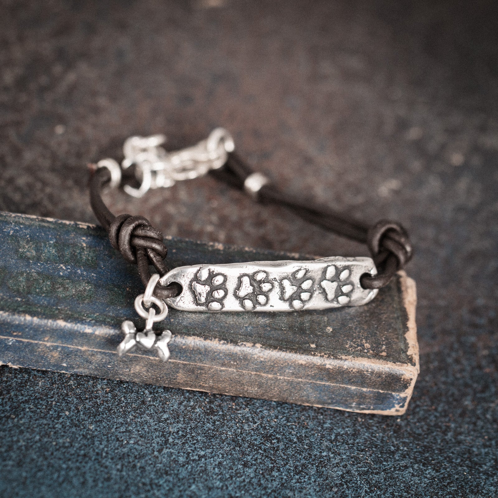 dog paw leather bracelet