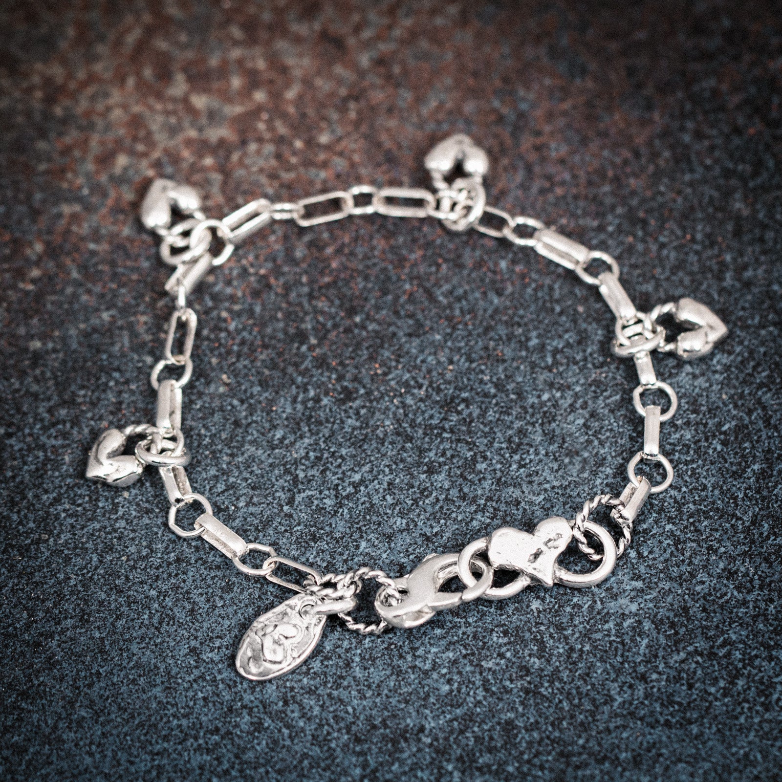 silver heart charm bracelet