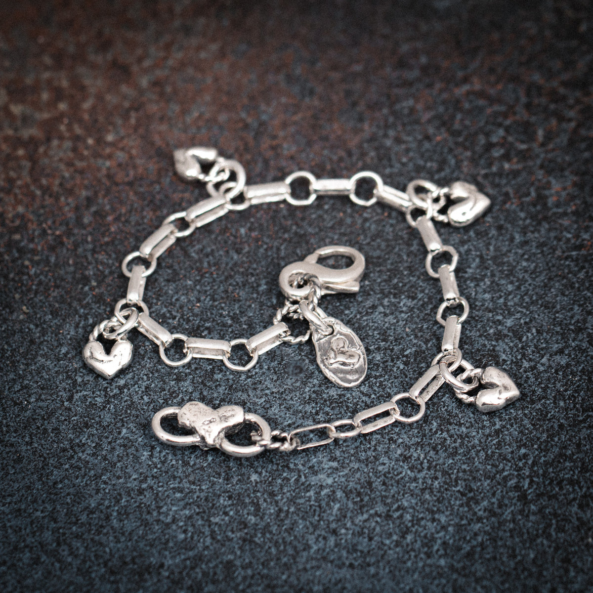 silver heart charm bracelet