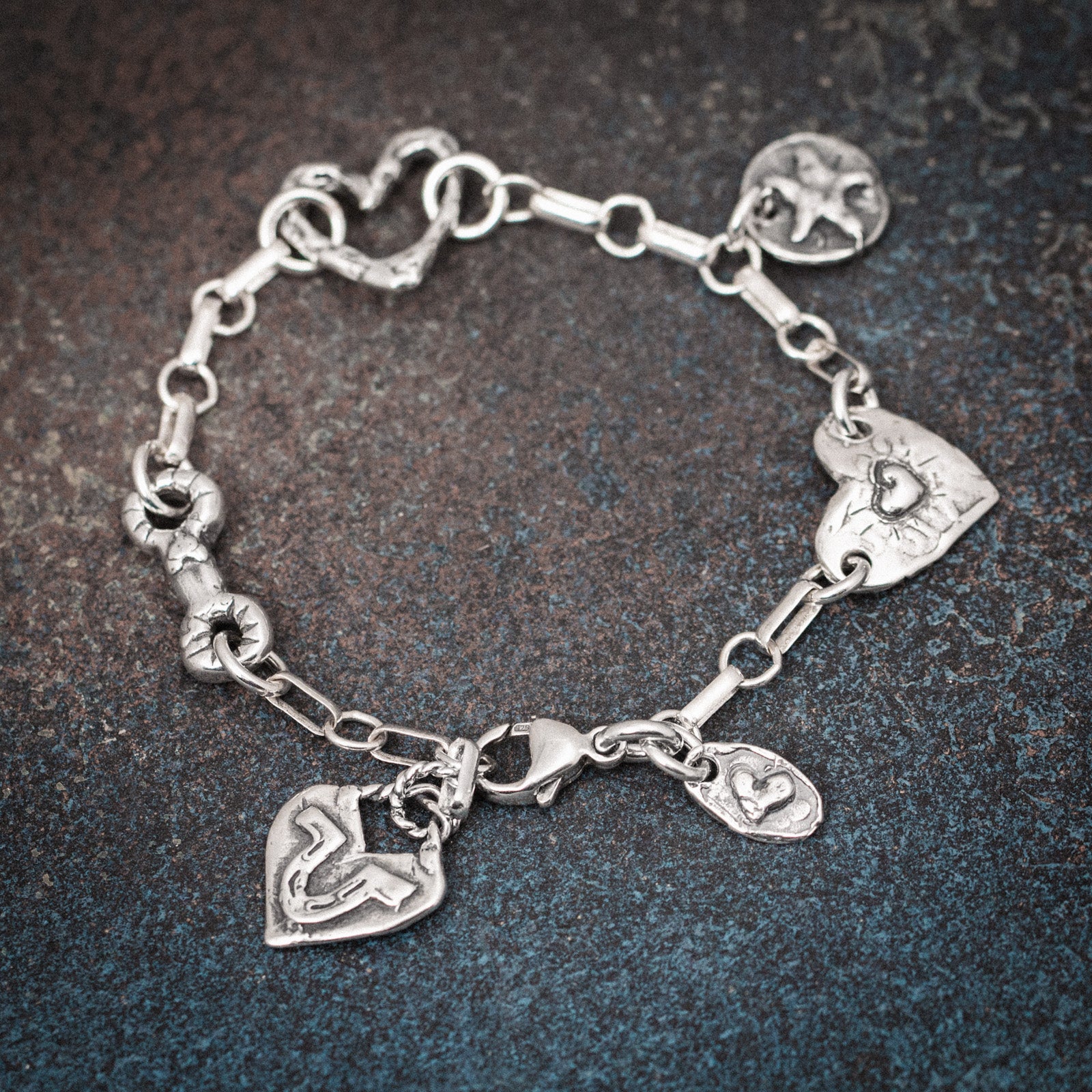 silver heart charm bracelet