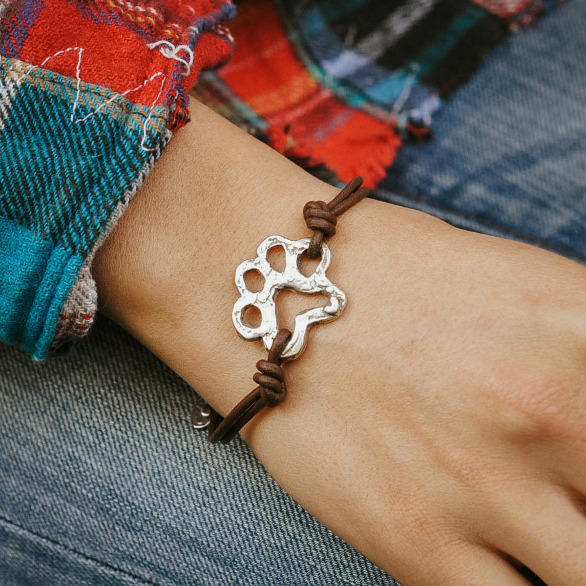 puppy paw leather bracelet