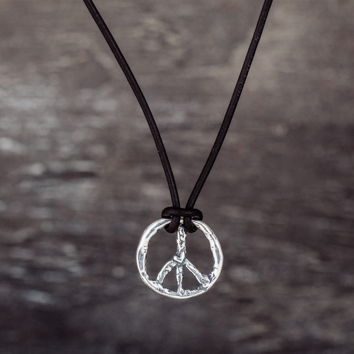leather peace sign necklace