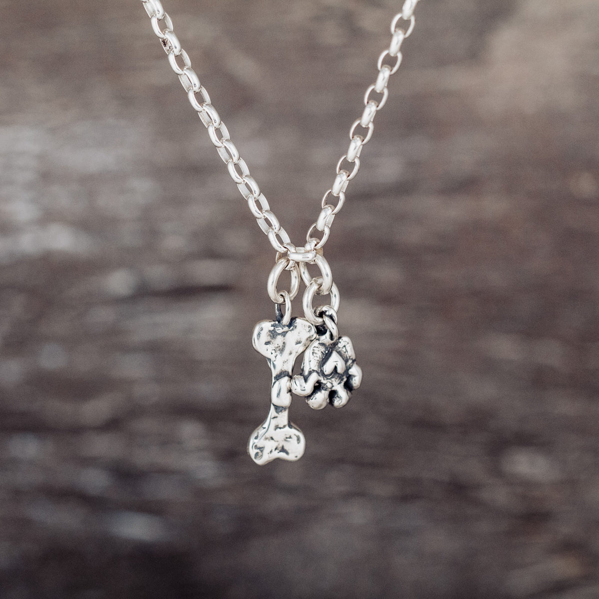 silver dog bone necklace