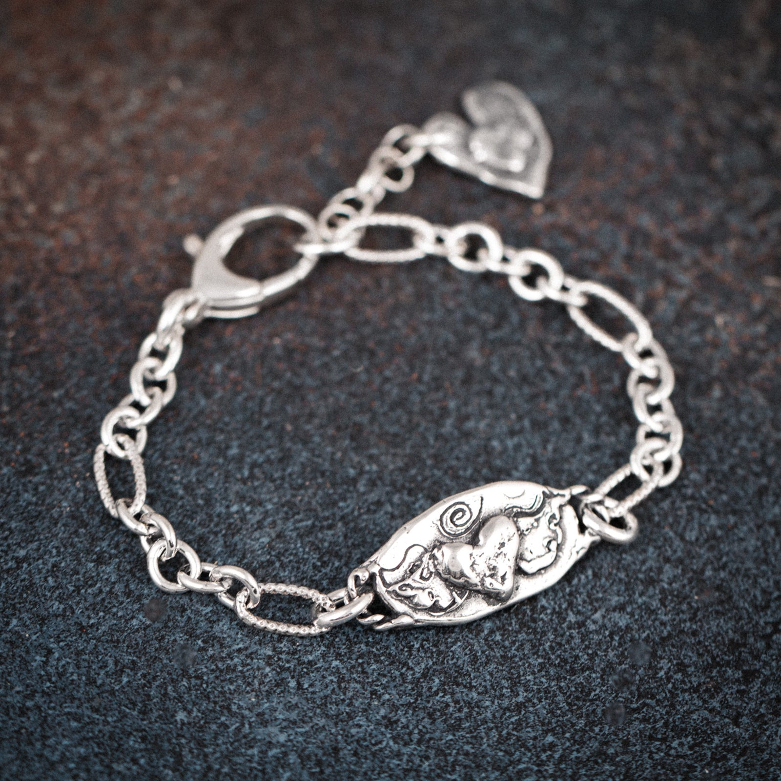 silver heart bracelet