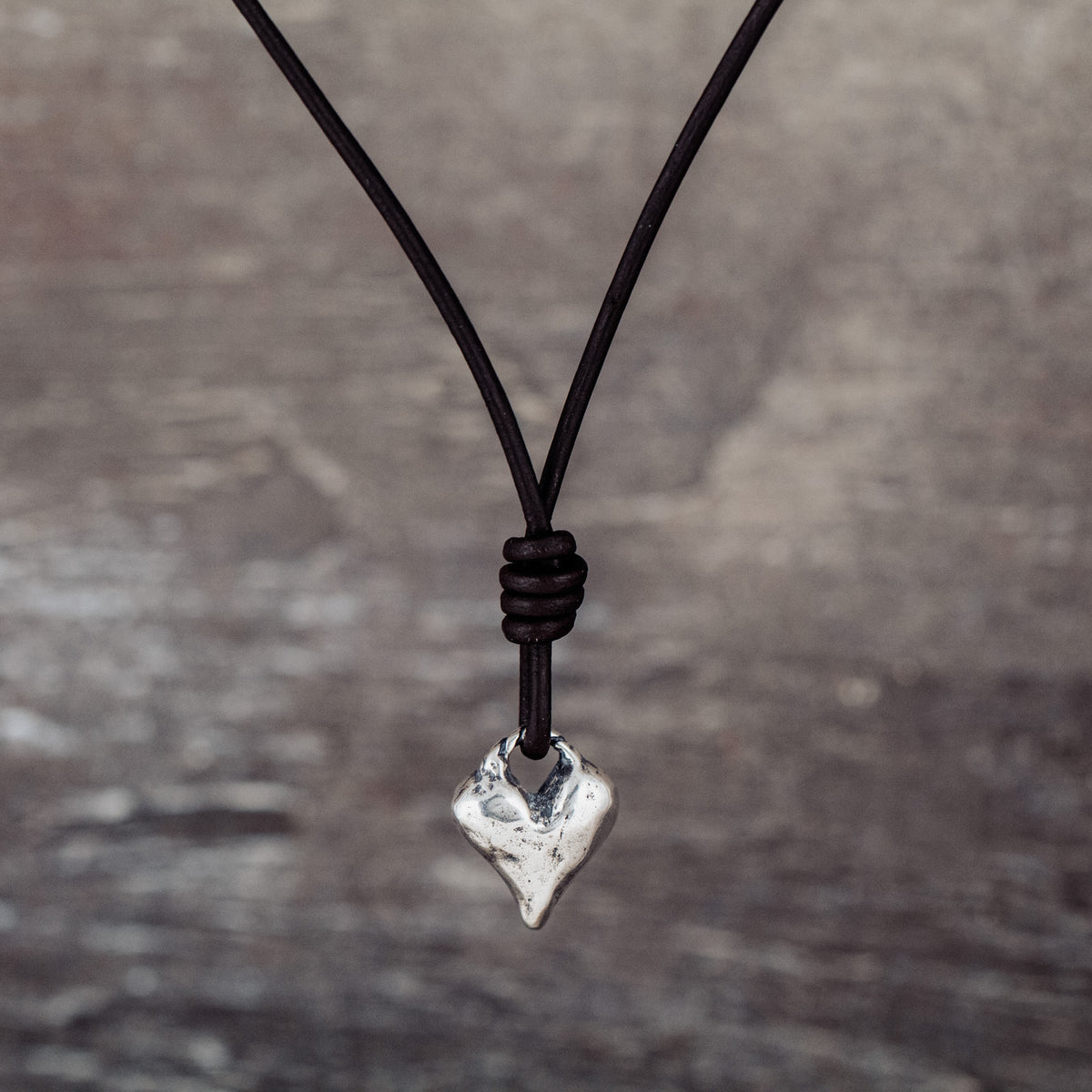 leather necklace with heart charm