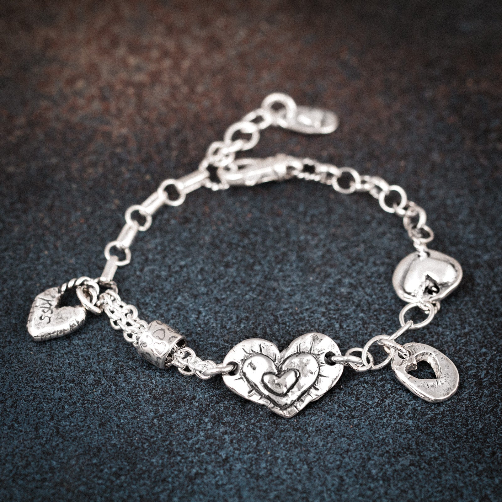 silver heart charm bracelet